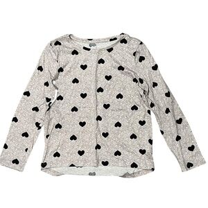 Old Navy Girls Gray Heart Print Long Sleeve Tee Size M (8) - Preloved